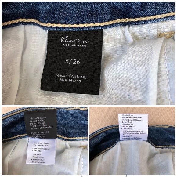 Kancan Style KC8448M Distressed Ripped Raw Hem Mid Rise Medium Wash jeans 26 - Picture 9 of 16